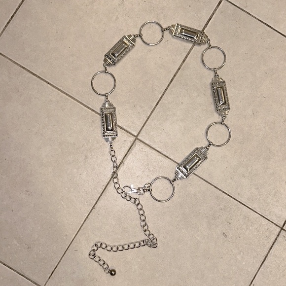SILVER festival belt decorative silver and circular Chain Belt with Ornate Links